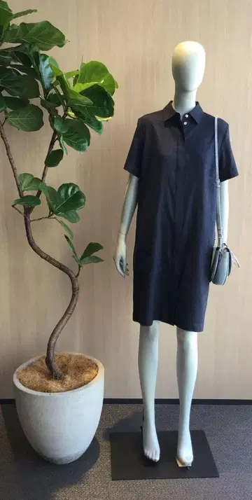 띠어리 린넨 셔츠 원피스 네이비 린넨