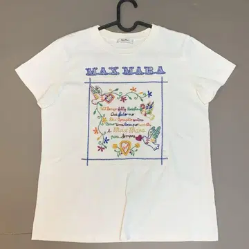 Max Mara 자수 화이트 티셔츠 (세탁 태그 포함) S