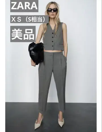 ZARA 자라 그레이 테이퍼드 팬츠 S 크롭 롤업 깔끔한 스타일