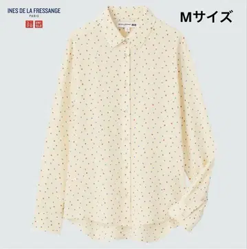 실크 프린트 블라우스 유니클로 이네스 드 라 프레상주 M 사이즈 도트