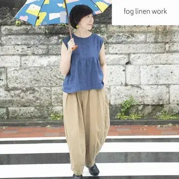 fog linen work 슬리브리스 린넨 플레어 블라우스 리투아니아제