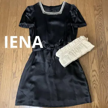 IENA 비즈 장식 원피스 포멀 블랙 실크 100%