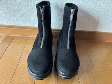 지퍼 스웨이드풍 블랙 부츠