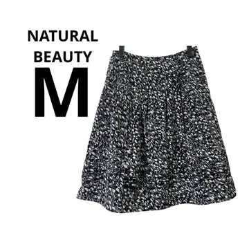 NATURAL BEAUTY 플레어 스커트 그레이 블랙 화이트 M 사이즈