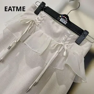 EATME 이토미 프릴 화이트 미디 스커트