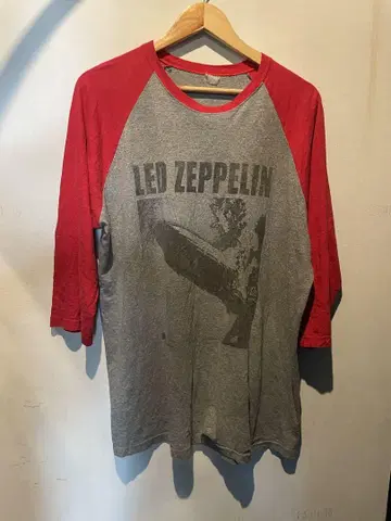 LED ZEPPELIN 7부 소매 래글런 그레이/레드