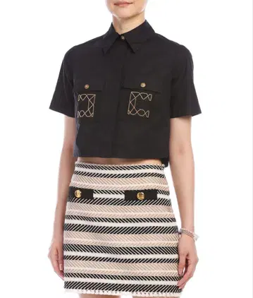 새상품 Elisabetta Franchi 크롭 반팔 셔츠