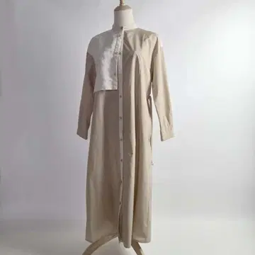 로파지 아지메 자카드 디자인 원피스 M 베이지