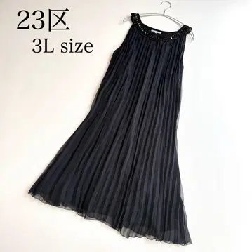 23구 루즈한 사이즈 슬리브리스 플리츠 원피스 블랙 3L 사이즈