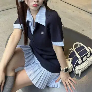 반팔 플리츠 원피스
