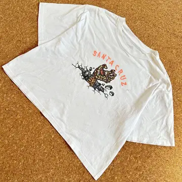 산타크루즈 스크리밍 핸드 티셔츠 레오파드 무늬 화이트 사이즈 L