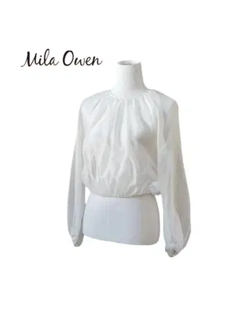 Mila Owen 미라 오웬 긴팔 시어 블라우스 상의 소매 밑단 밴딩