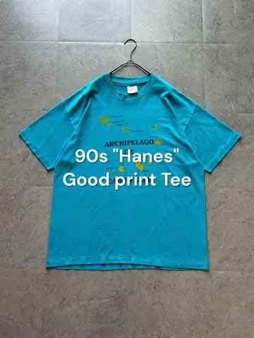 90s USA제 good print 지도 티셔츠 싱글 스티치