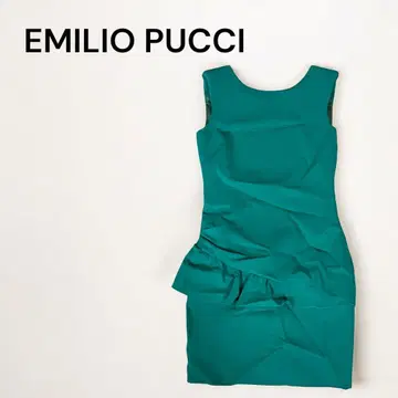 새상품급 EMILIO PUCCI 슬리브리스 원피스 그린 34 울 혼방