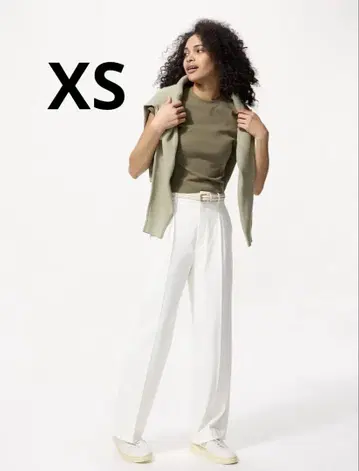 유니클로 턱 와이드 팬츠 XS 화이트