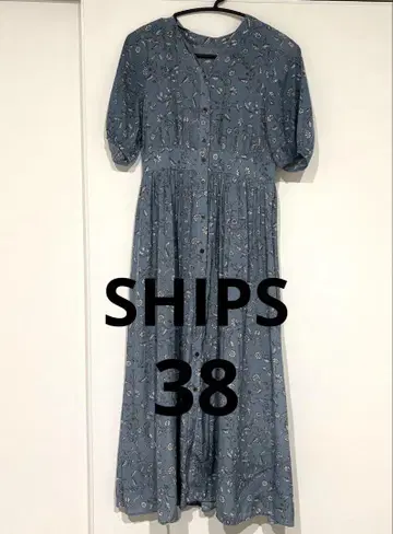 SHIPS 플라워 프린트 V넥 원피스/반팔 원피스/38 블루