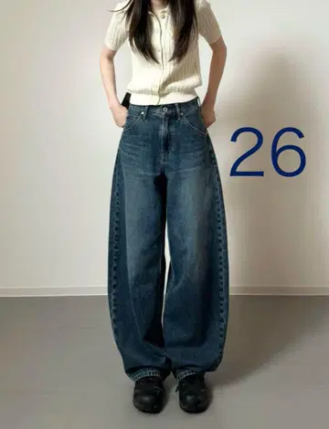 배기 커브 청바지 26 다크 블루 유니클로