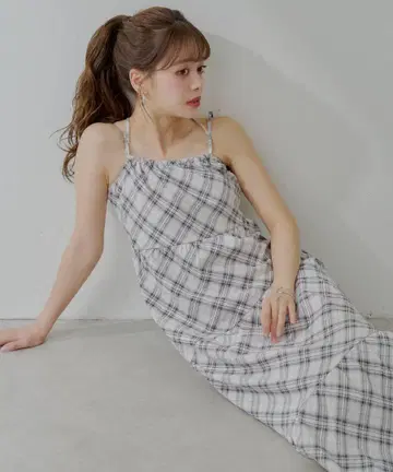 Chico 체크 아메슬리 롱 원피스