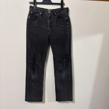 shishikui 블랙 스트레이트 데님 팬츠