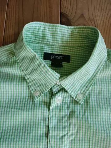 J.CREW 그린 깅엄 체크 풀오버 반팔 셔츠 S