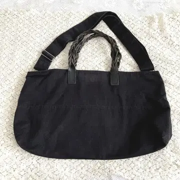 와이즈 Y's 숄더백 토트백 가죽 뜨개질 핸들 블랙 블랙