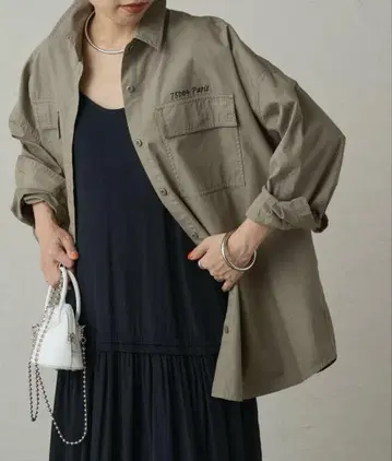 Loungedress 자수 밀리터리 셔츠