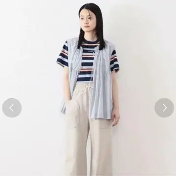 BEAMS BOY 빔즈 보이 코튼 개더 슬리브리스 라이트 블루