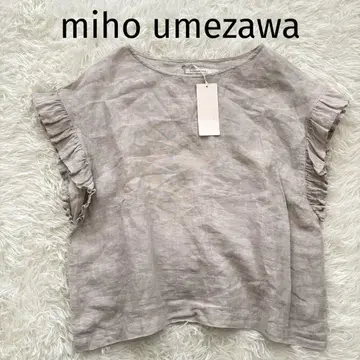 miho umezawa 미호 우메자와 프릴 슬리브 린넨 100% 블라우스