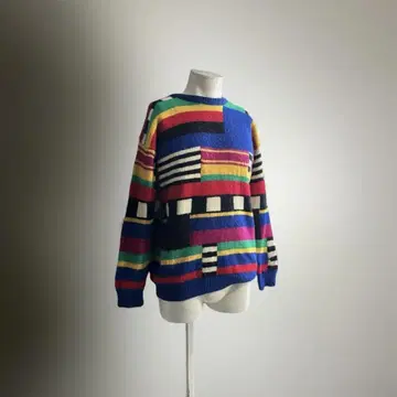 '유럽 80s 90s 빈티지 니트 스웨터 아트 노이즈 진