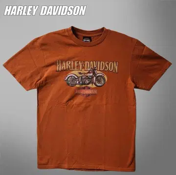 HARLEY DAVIDSON 양면 프린트 티셔츠 오렌지 계열 사이즈 L