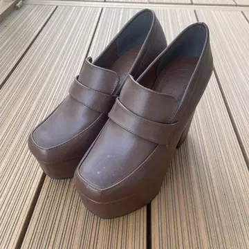 브라운 플랫폼 힐 로퍼 23.5cm 힐 10cm