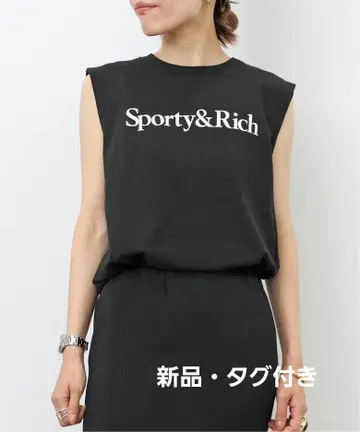 Sporty&Rich 슬리브리스 T셔츠 블랙