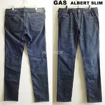 새상품 GAS ALBERT 슬림핏 데님 W84cm 스트레치 다크 네이비
