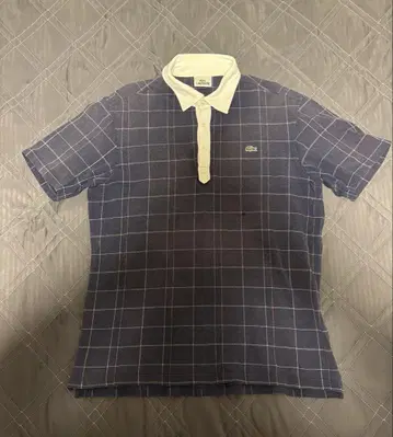 Lacoste 체크 무늬 피케 셔츠 M 사이즈
