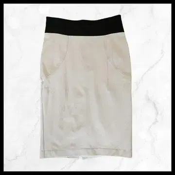 90's vintage 베이지 x 블랙 허리 밴딩 스커트