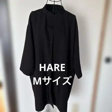 HARE 노카라 셔츠 7부 소매 블랙
