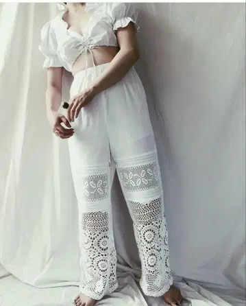 MALION vintage 마리온 빈티지 크로셰 레이스 팬츠