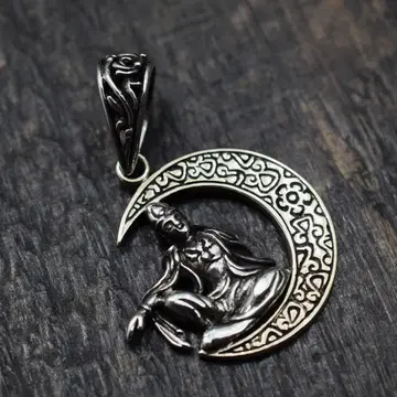 Silver925 수월관음 관음보살 초승달 펜던트 참