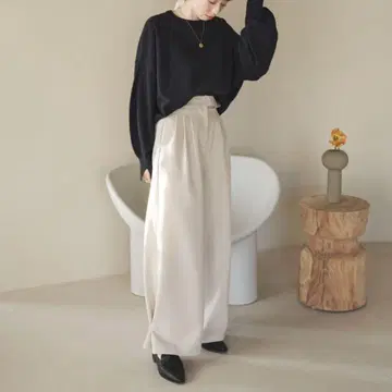 hinari 헴 후크 2WAY 와이드 팬츠 아이보리