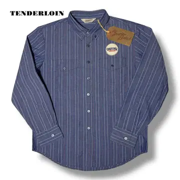 인기 상품! TENDERLOIN 긴팔 워크 스트라이프 셔츠 블루 파랑 S