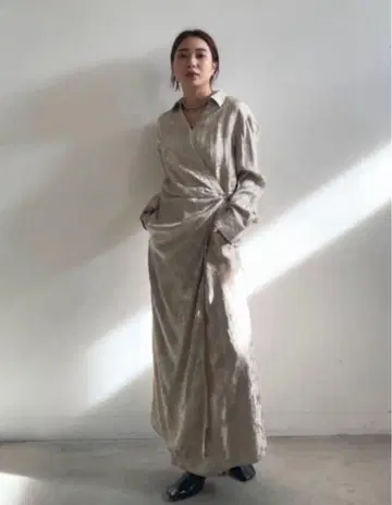 아메리 새틴 자카드 꽃 드레스
