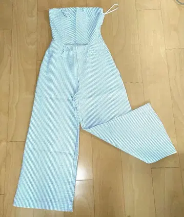 ZARA BASIC 스트라이프 오프숄더 올인 팬츠 수트 XS