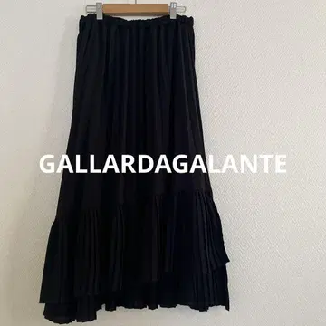 GALLARDAGALANTE 언밸런스 헴 플리츠 스커트 블랙