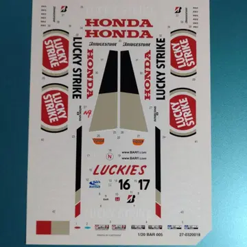 1/20 BAR HONDA005용 데칼