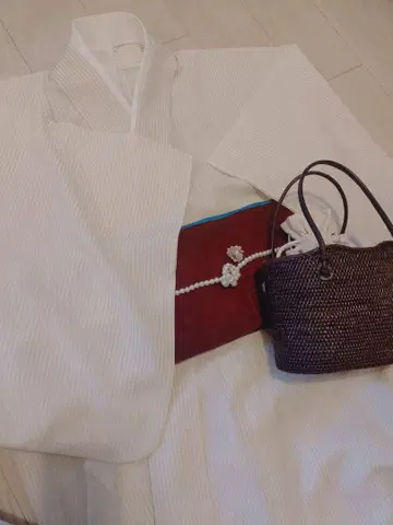 부쇼앙 톤 다운 베이지 유카타 여름 기모노 & 아사노하 오비 세트