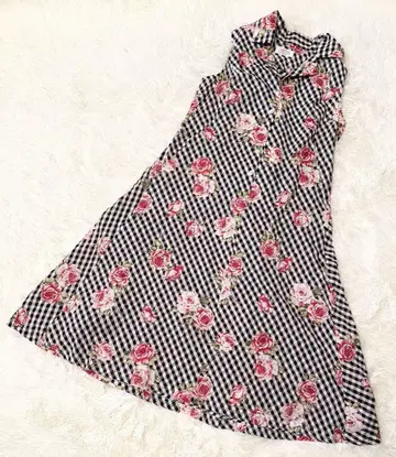 카모이 요코 튜닉 룸웨어 장미와 깅엄 원피스 일본제