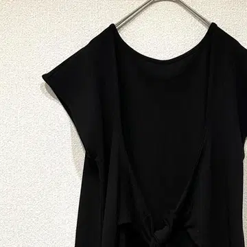 piacere 무릎 기장 원피스 플레어 크루넥 허리 리본 심플