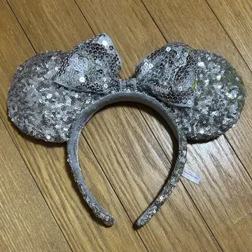 디즈니 미니 마우스 머리띠 실버 스팽글