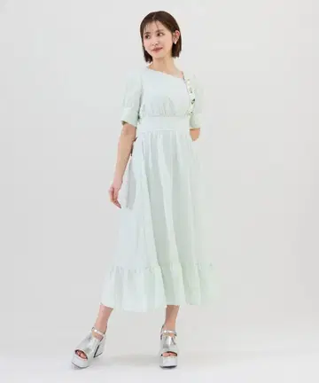 [하자품] 레이디 아젤 뉴앙스 버튼 자카드 원피스