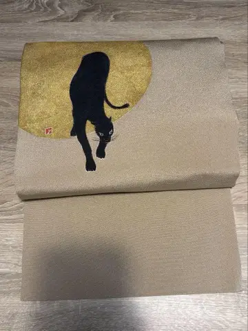 나고야 오비, 블랙 레오파드, 금사, 순수 실크, 야마구치 카요